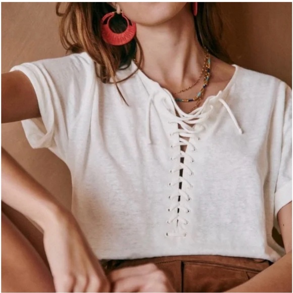 Sezane t shirt Richie in white - Picture 6 of 9